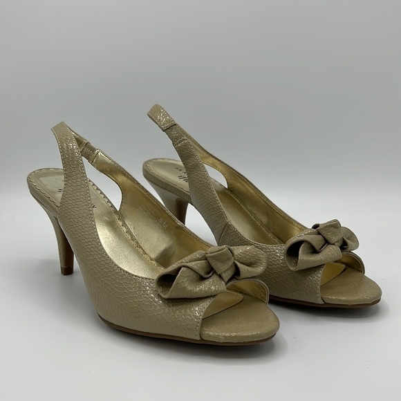 ANNE KLEIN iFLEX TAN DEVAL PUMPS FAUX SNAKESKIN LOOK 8.5 - Picture 1 of 10